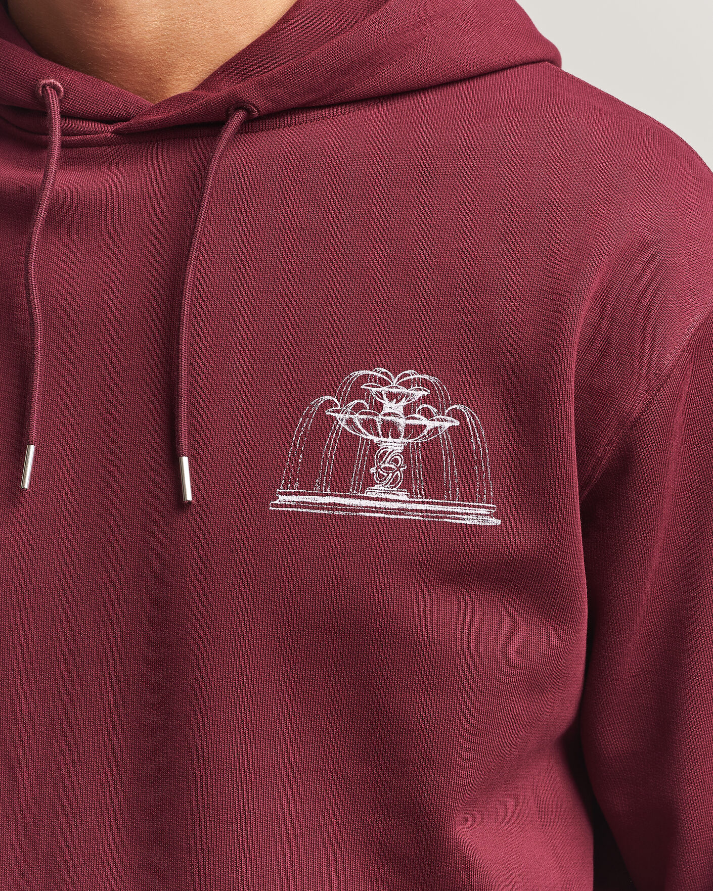 Herren | Pullover | Drôle de Monsieur | Fountain Printed Hoodie Burgundy