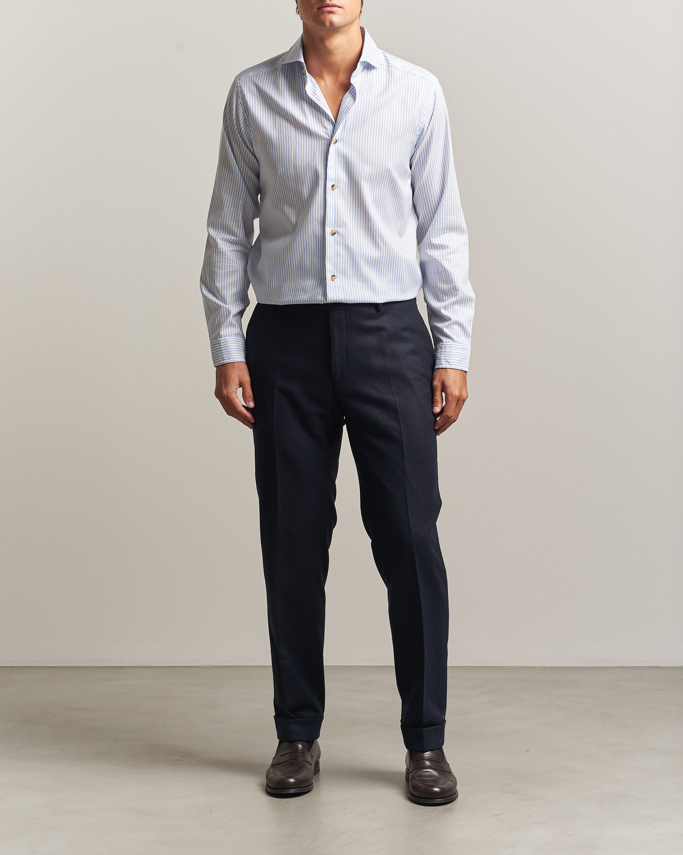 Herren | Hemden | Eton | Casual Fit Signature Oxford Striped Shirt Light Blue