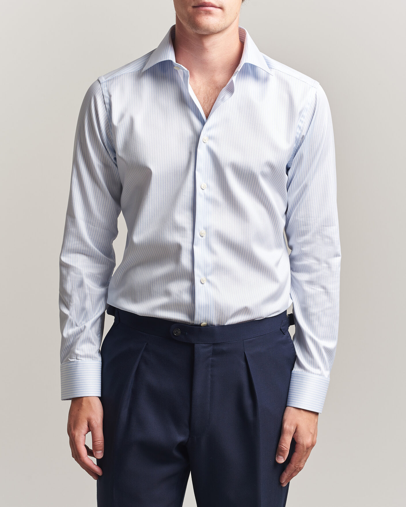 Herren | Hemden | Eton | Slim Fit Signature Twill Striped Shirt Light Blue