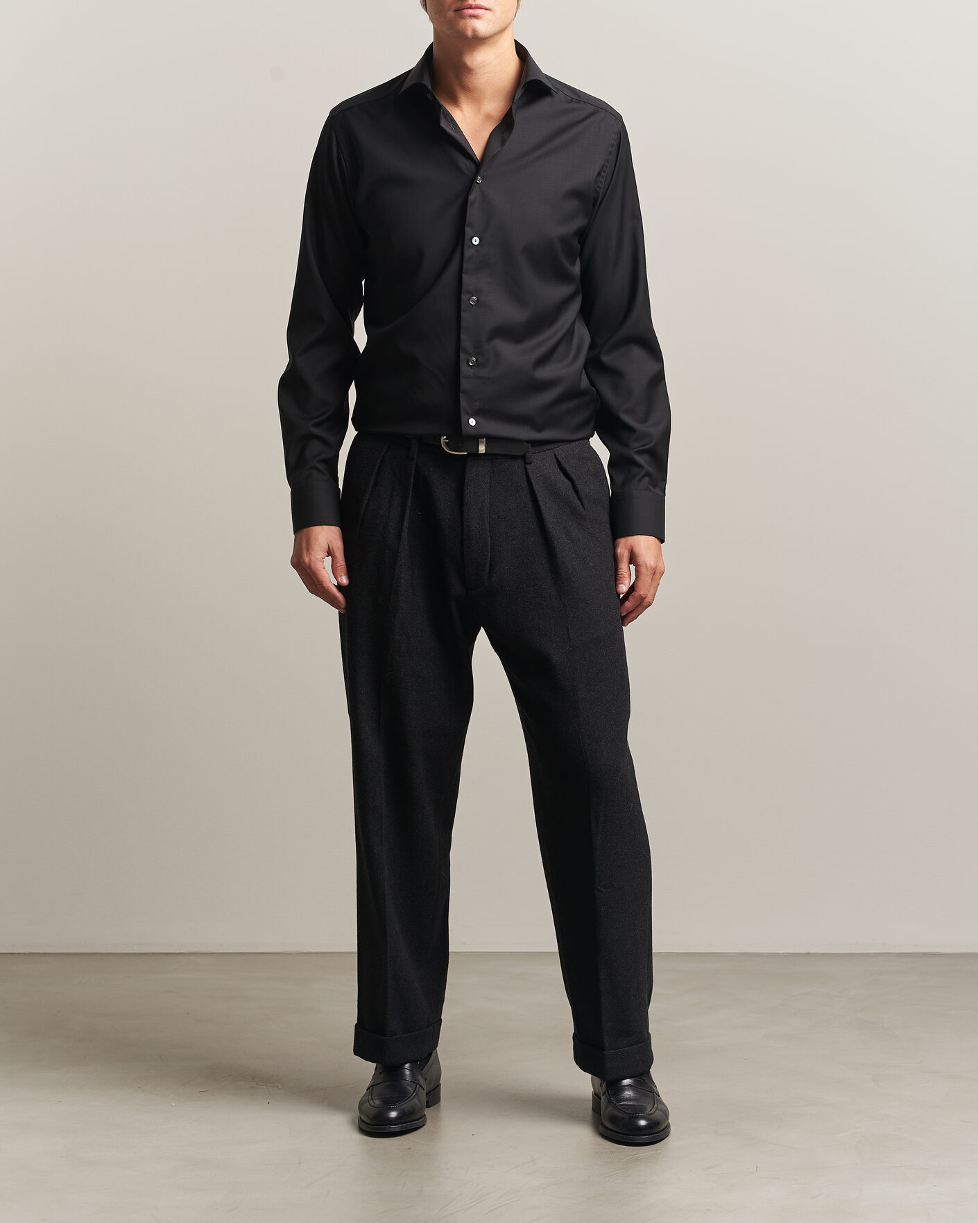 Herren | Hemden | Eton | Slim Fit Merino Shirt Black