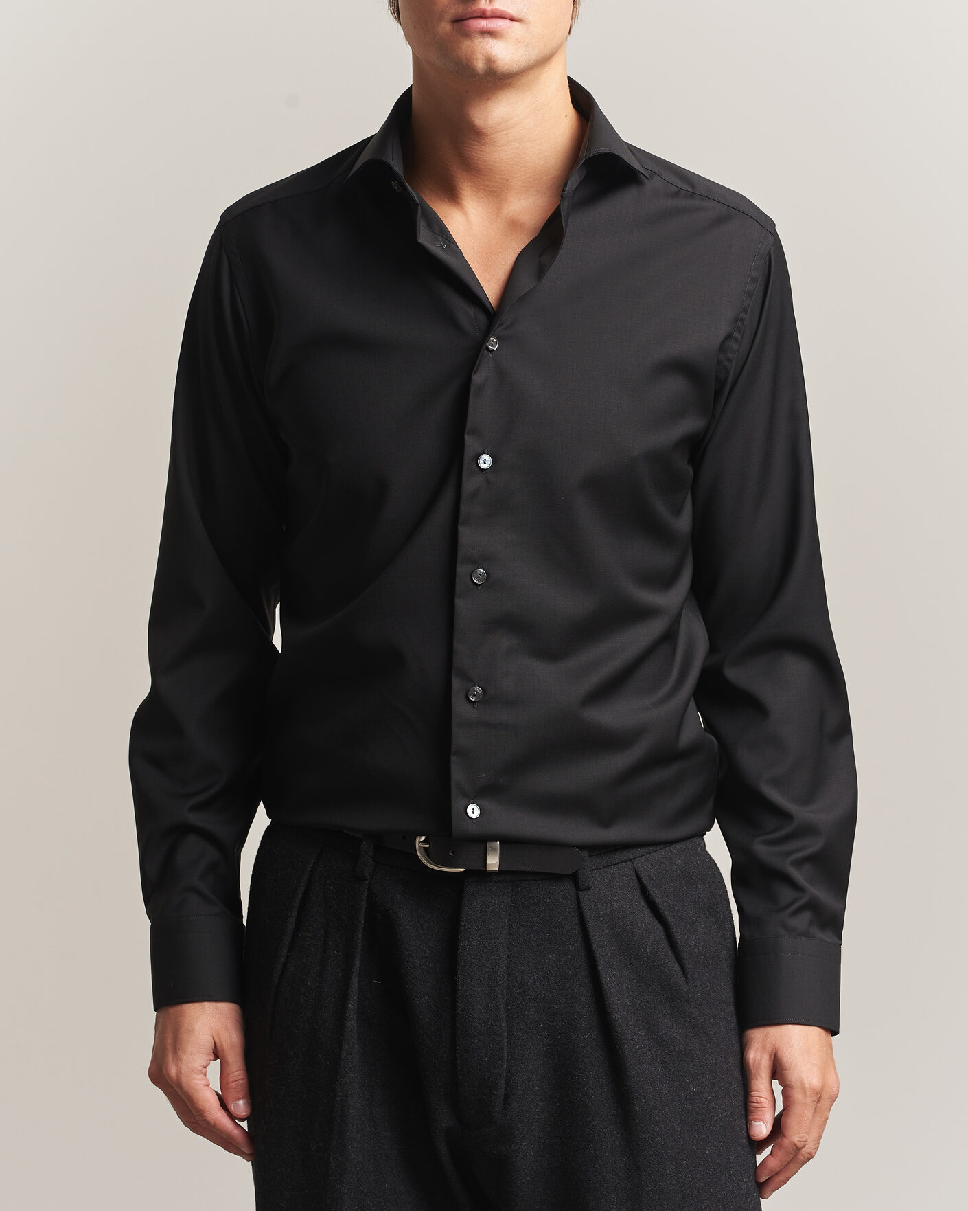 Herren | Hemden | Eton | Slim Fit Merino Shirt Black