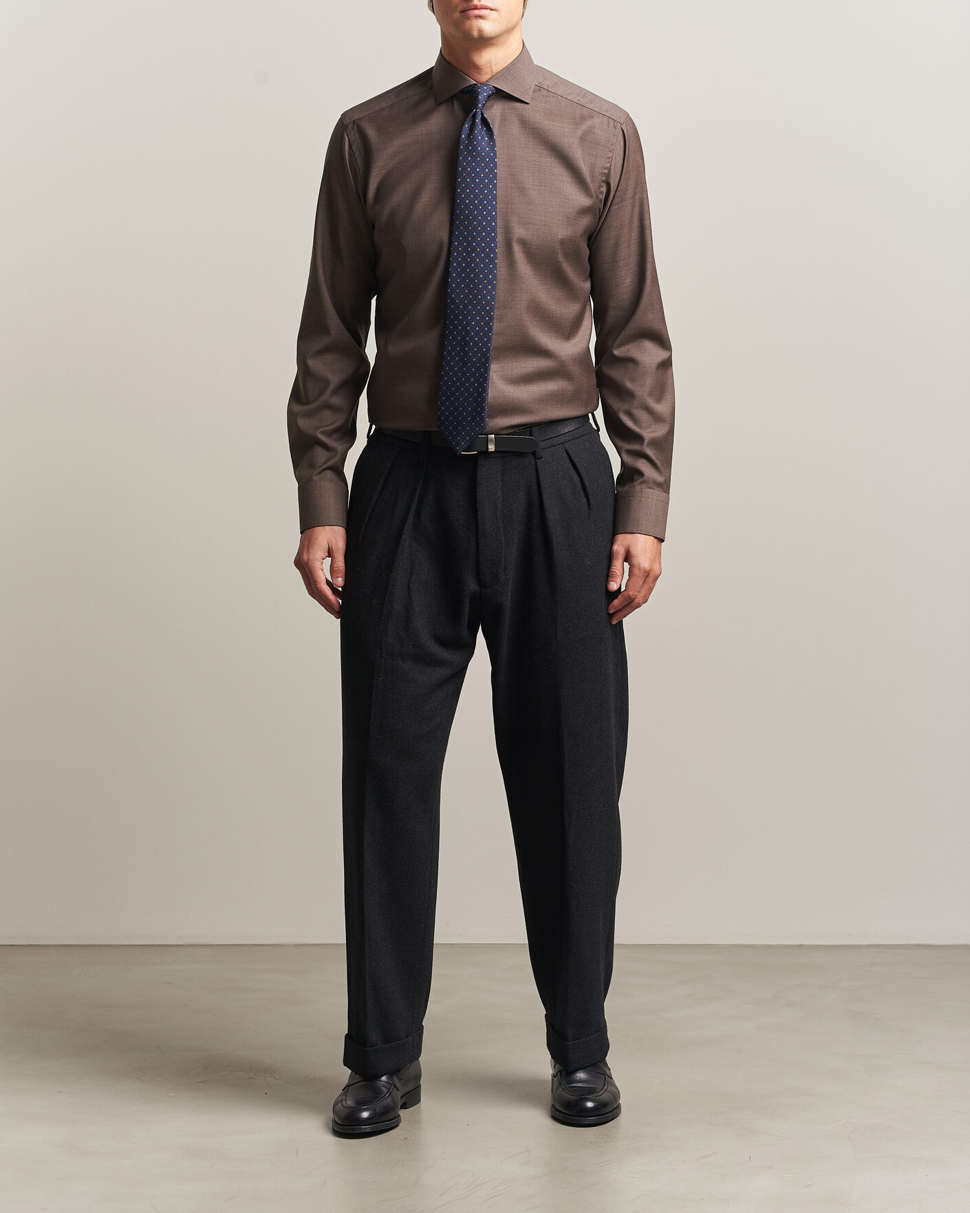 Herren | Hemden | Eton | Slim Fit Merino Shirt Brown