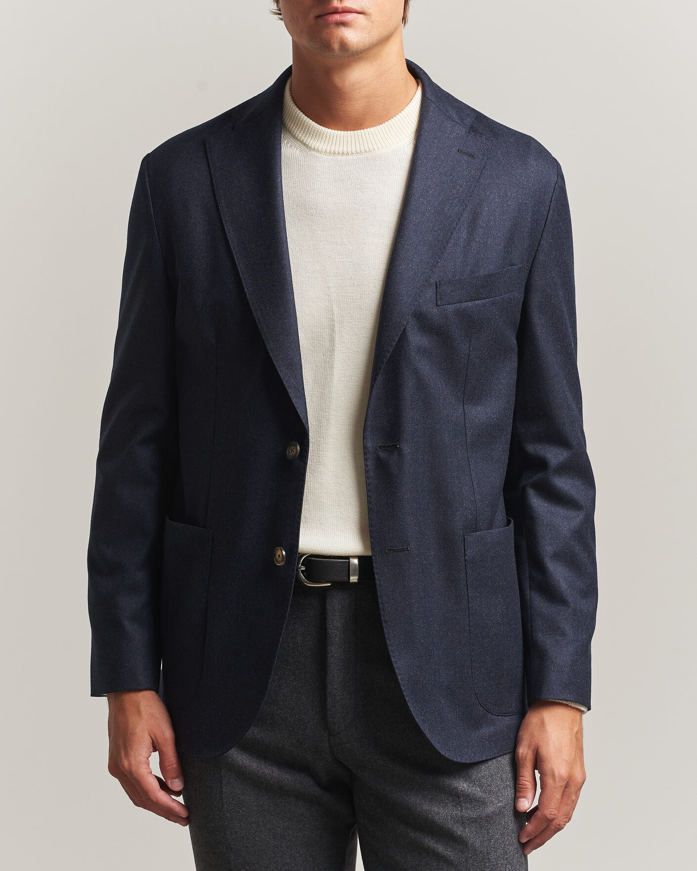 Herren | Sakkos | Eton | Wool Flannel Soft Jacket Navy Blue