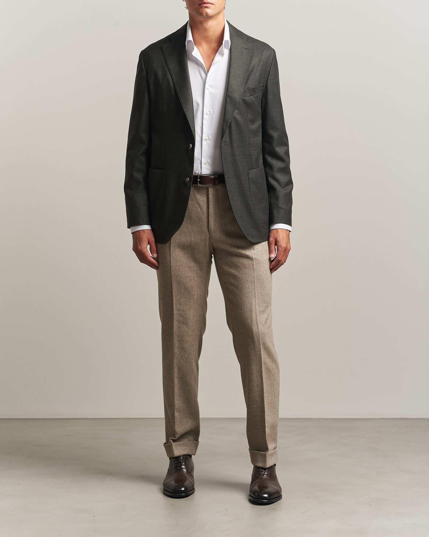 Herren | Sakkos | Eton | Wool Flannel Soft Jacket Dark Green