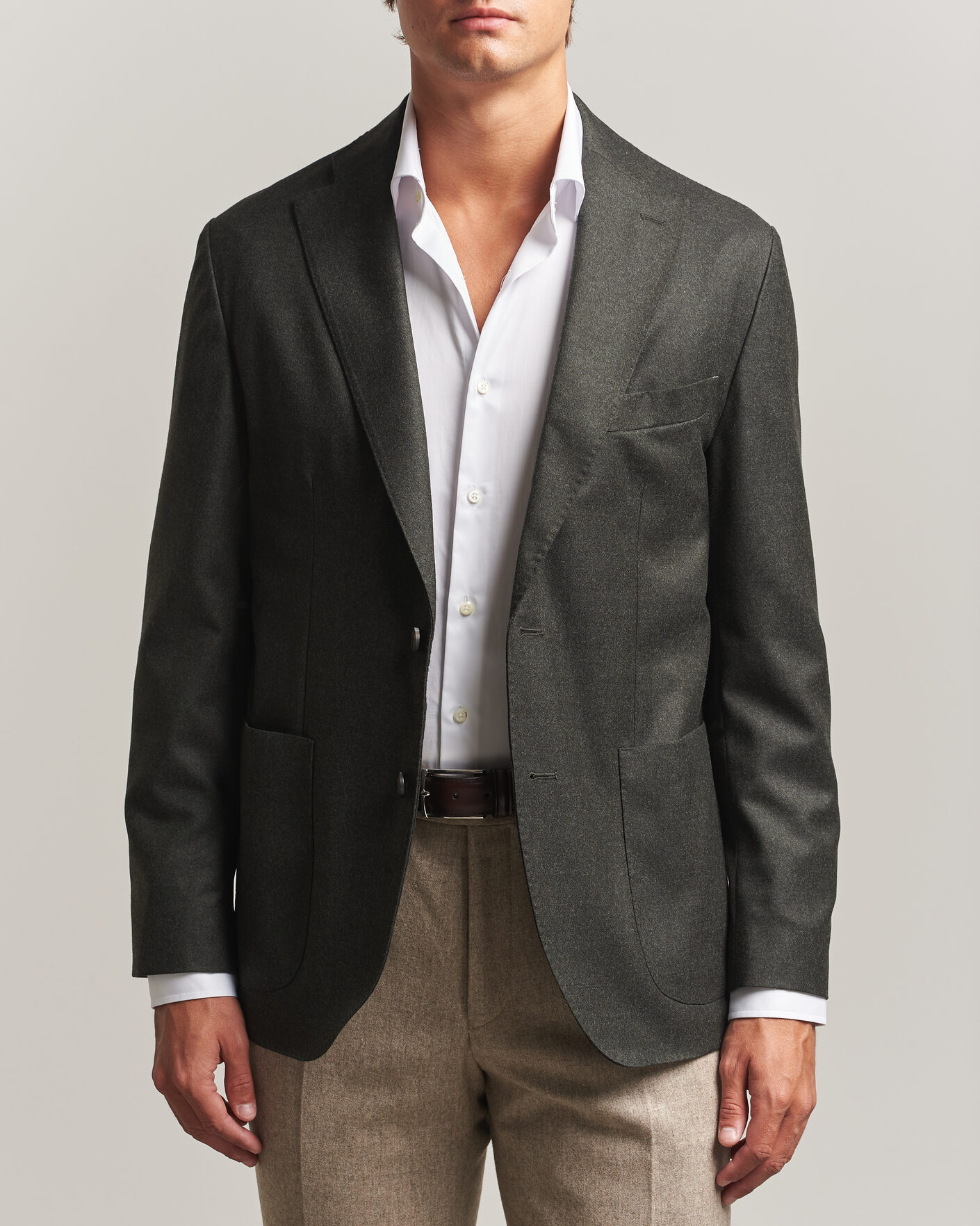 Herren | Sakkos | Eton | Wool Flannel Soft Jacket Dark Green