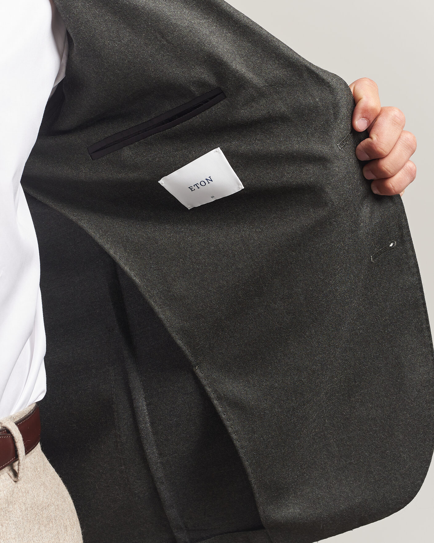 Herren | Sakkos | Eton | Wool Flannel Soft Jacket Dark Green