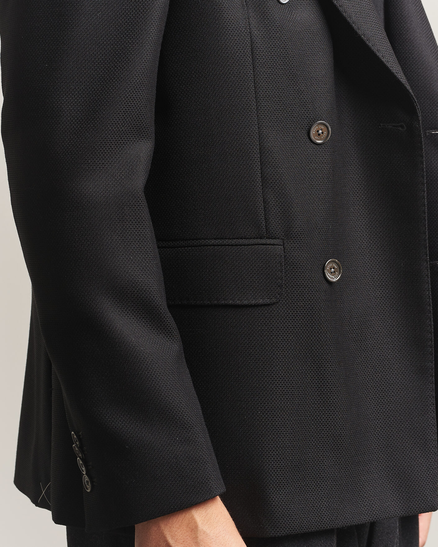 Herren | Sakkos | Eton | Double Breasted Hopsack Soft jacket Black