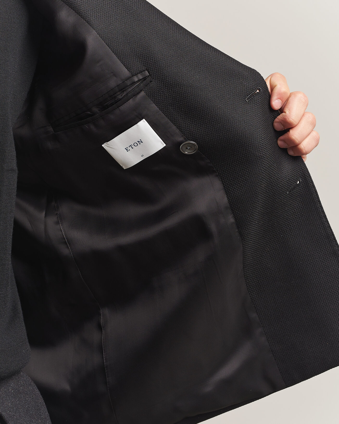 Herren | Sakkos | Eton | Double Breasted Hopsack Soft jacket Black