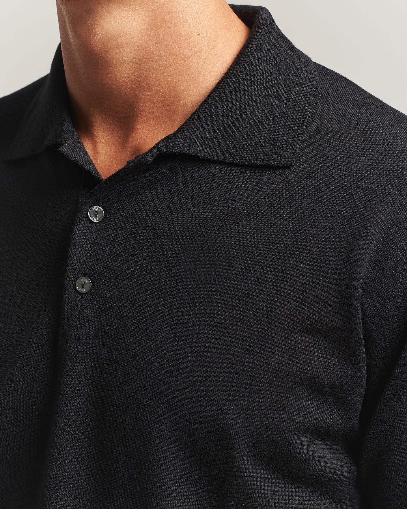 Herren | Pullover | Eton | Merino Wool Knitted Polo Black