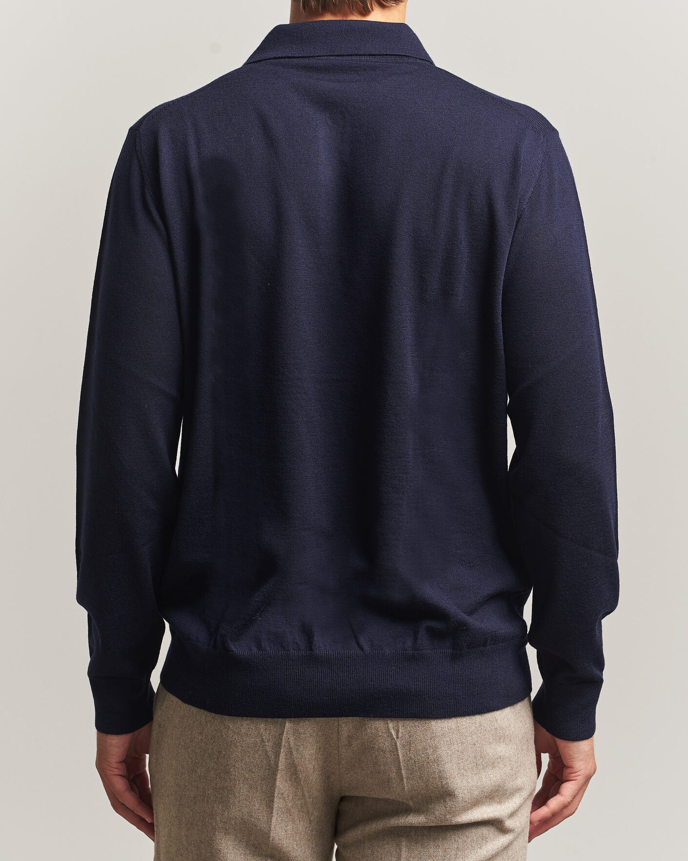Herren | Pullover | Eton | Merino Wool Knitted Polo Navy Blue