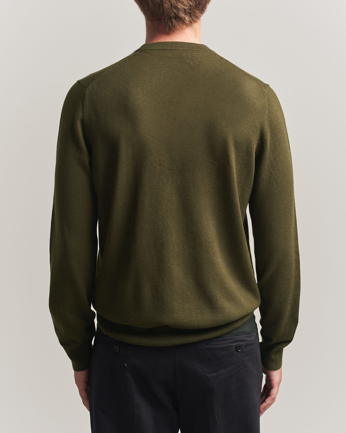 Herren | Pullover | Filippa K | Cotton Merino Knitted Sweater Dark Moss Green
