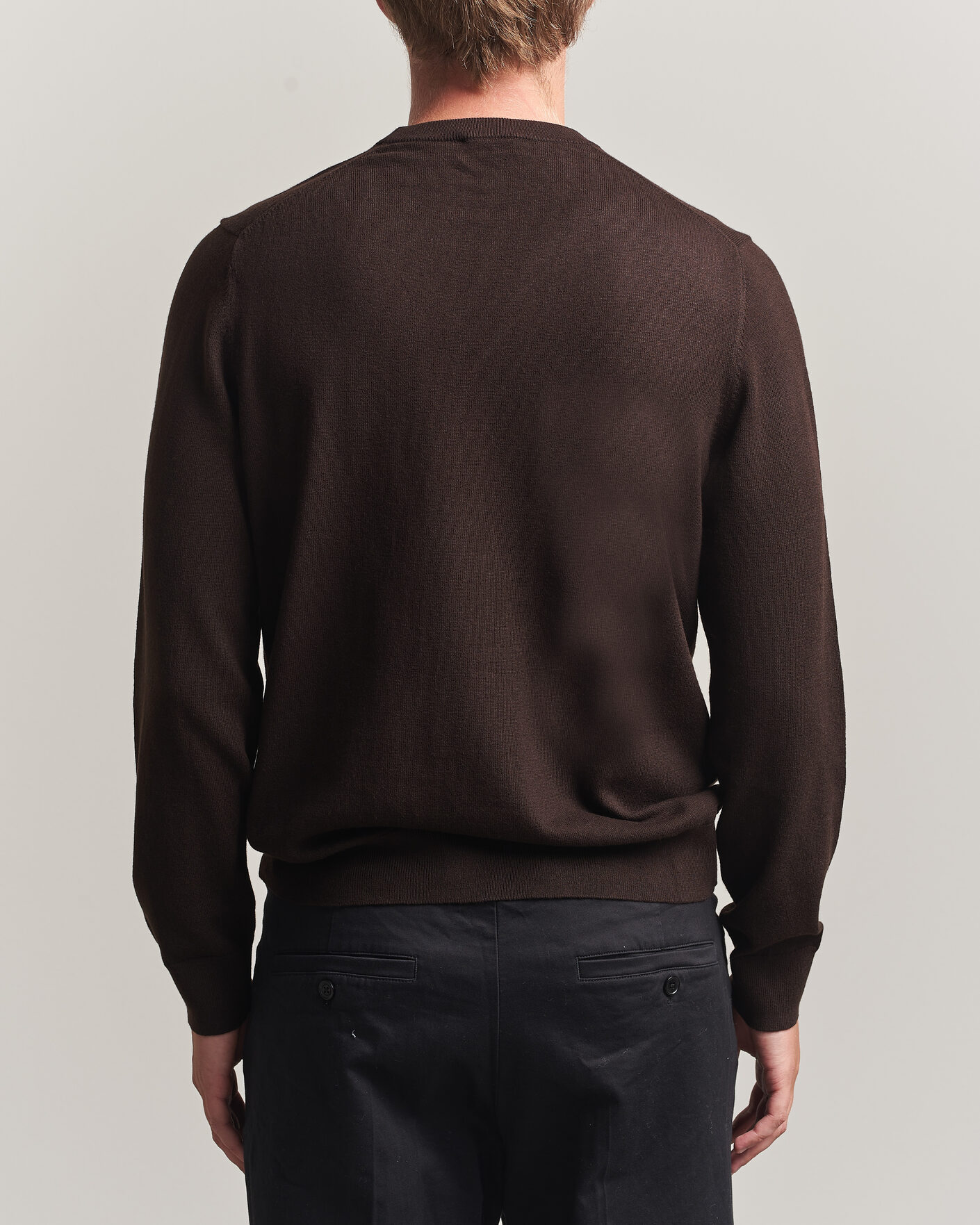 Herren | Pullover | Filippa K | Cotton Merino Knitted Sweater Dark Chocolate