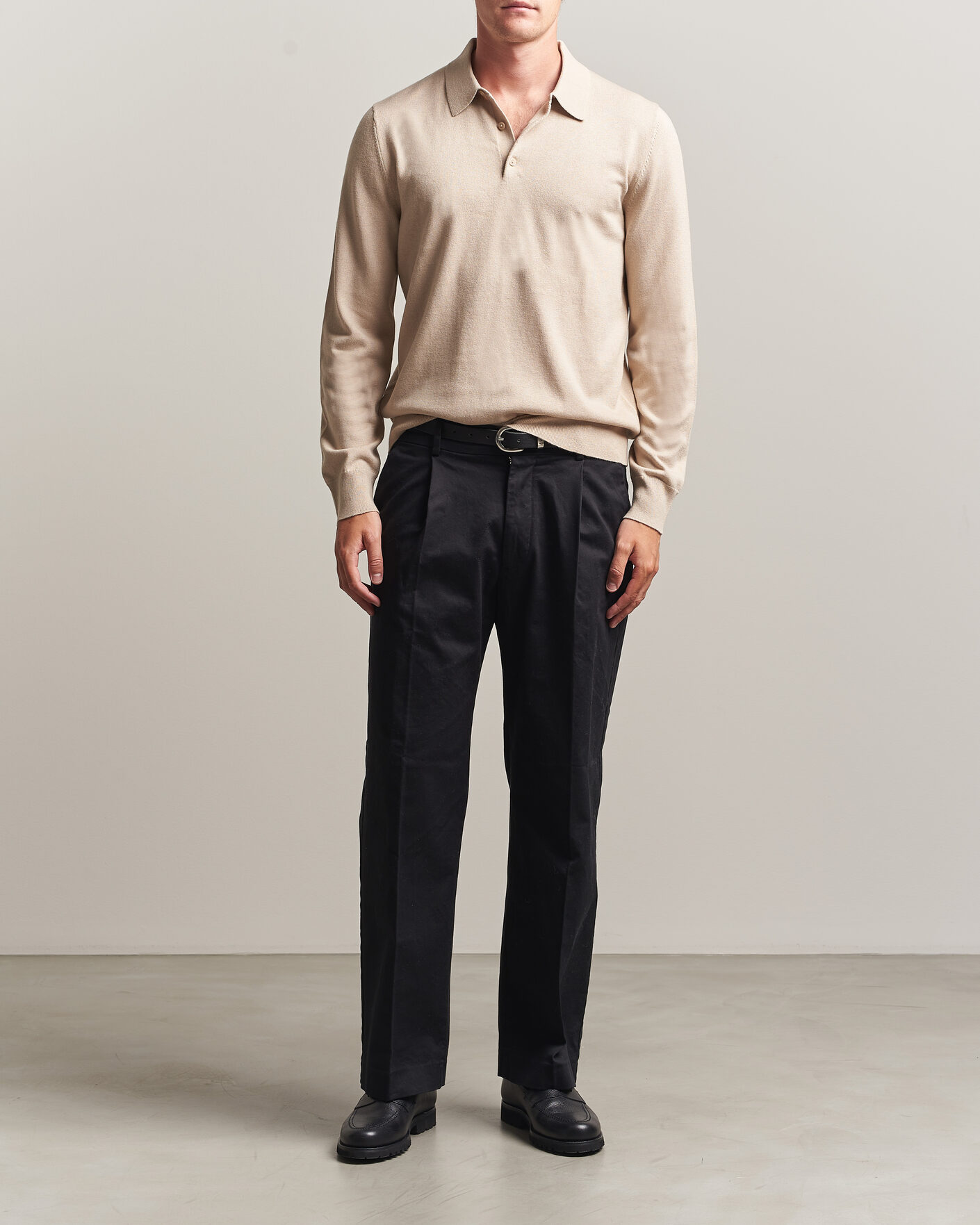 Herren | Pullover | Filippa K | Knitted Polo Shirt Pearl Beige