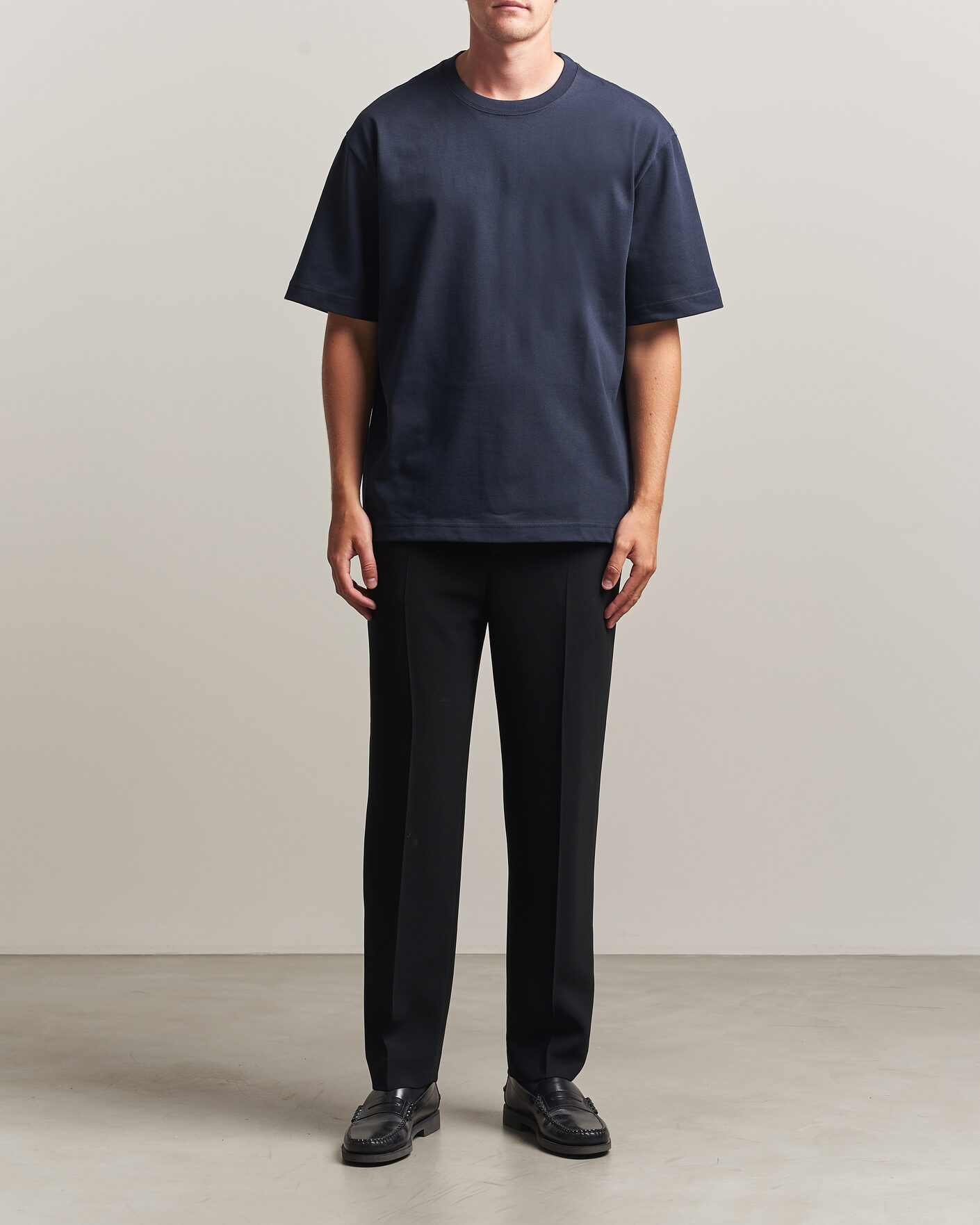 Herren | T-Shirts | Filippa K | Heavy Cotton Crew Neck T-Shirt Night Blue