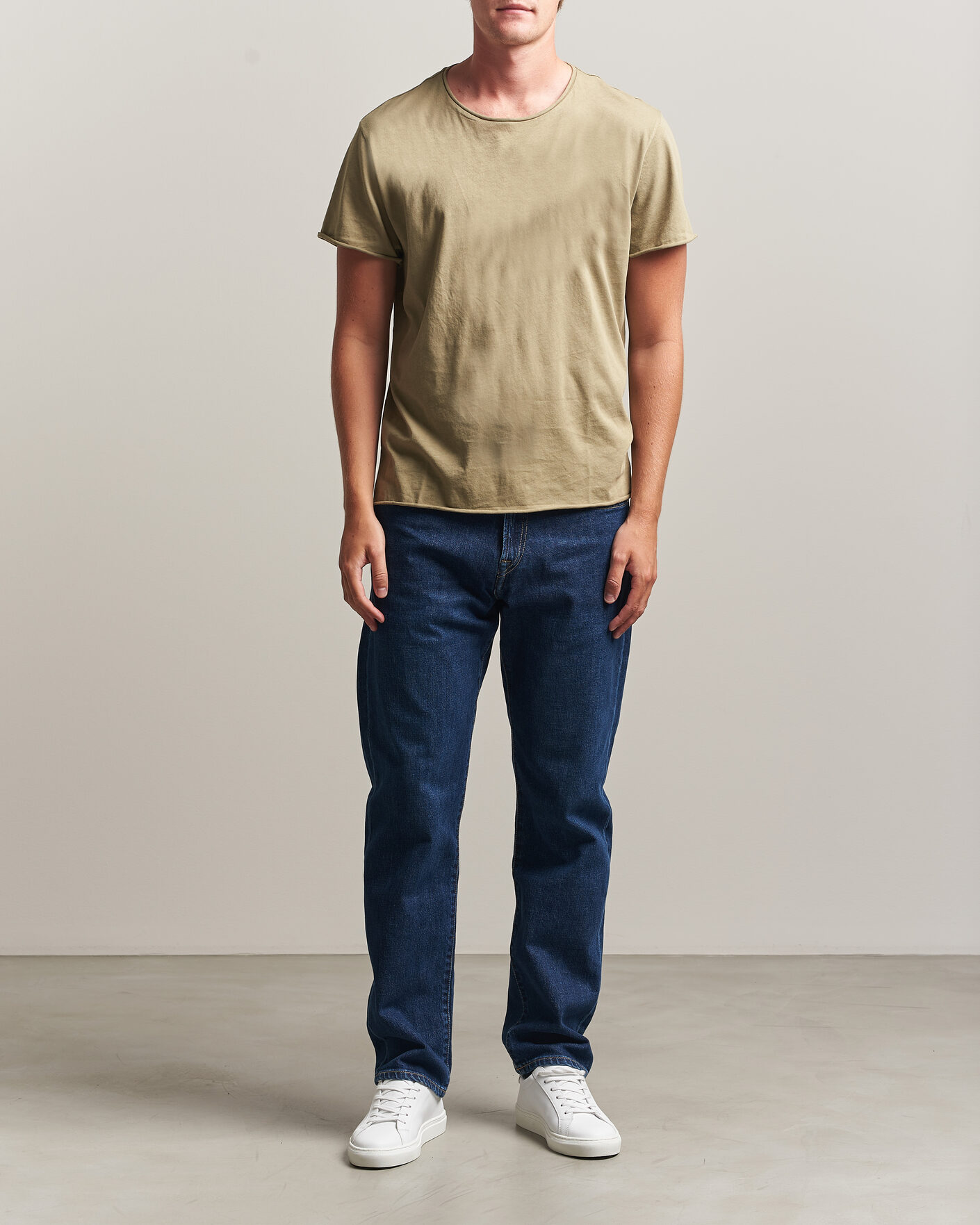 Herren | T-Shirts | Filippa K | Roll Neck Crew Neck T-Shirt Light Olive Green