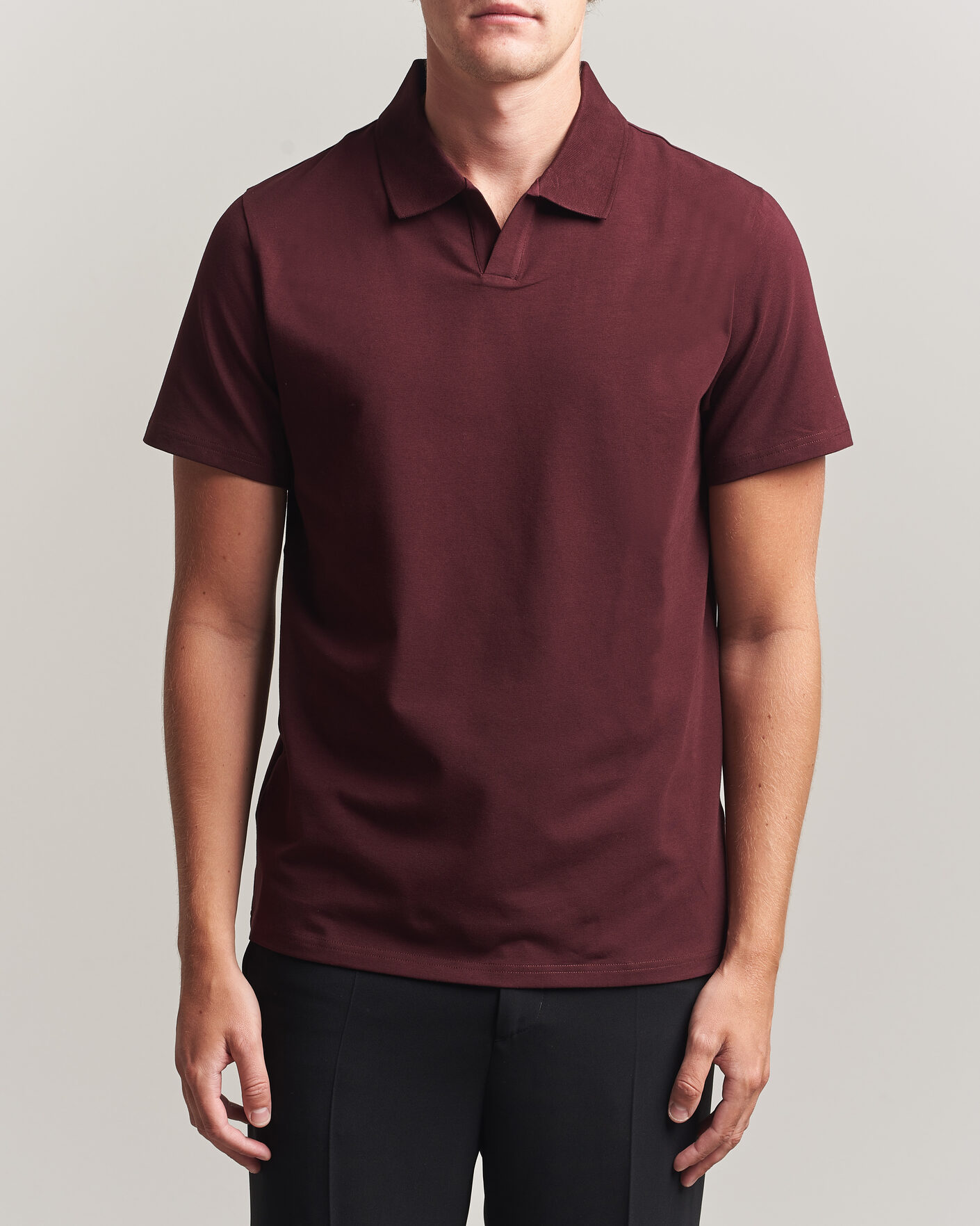 Herren | Poloshirts | Filippa K | Soft Lycra Polo T-Shirt Dark Burgundy