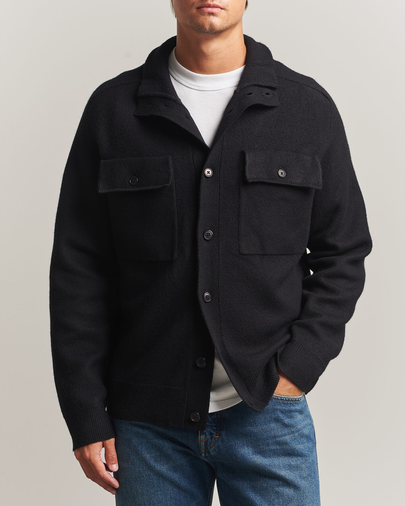 Herren | Pullover | Filippa K | Wool Knitted Cardigan Black