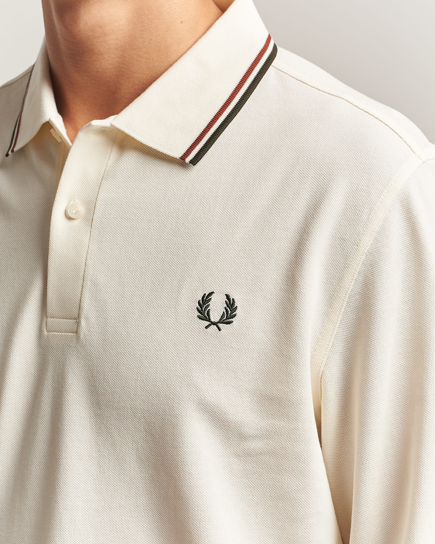 Herren | Poloshirts | Fred Perry | Twin Tipped Long Sleeve Polo Shirt Ecru