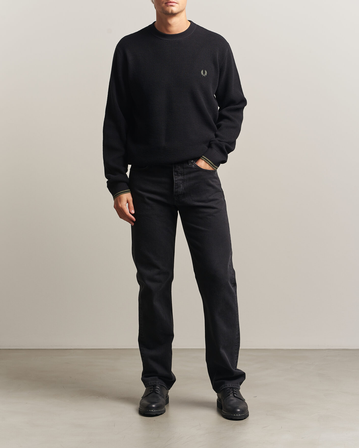 Herren | Pullover | Fred Perry | Waffle Stitch Jumper Black