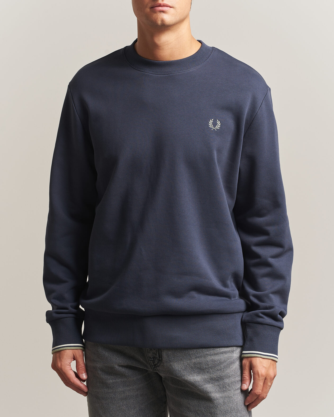 Herren | Pullover | Fred Perry | Crew Neck Sweatshirt Dark Airforce