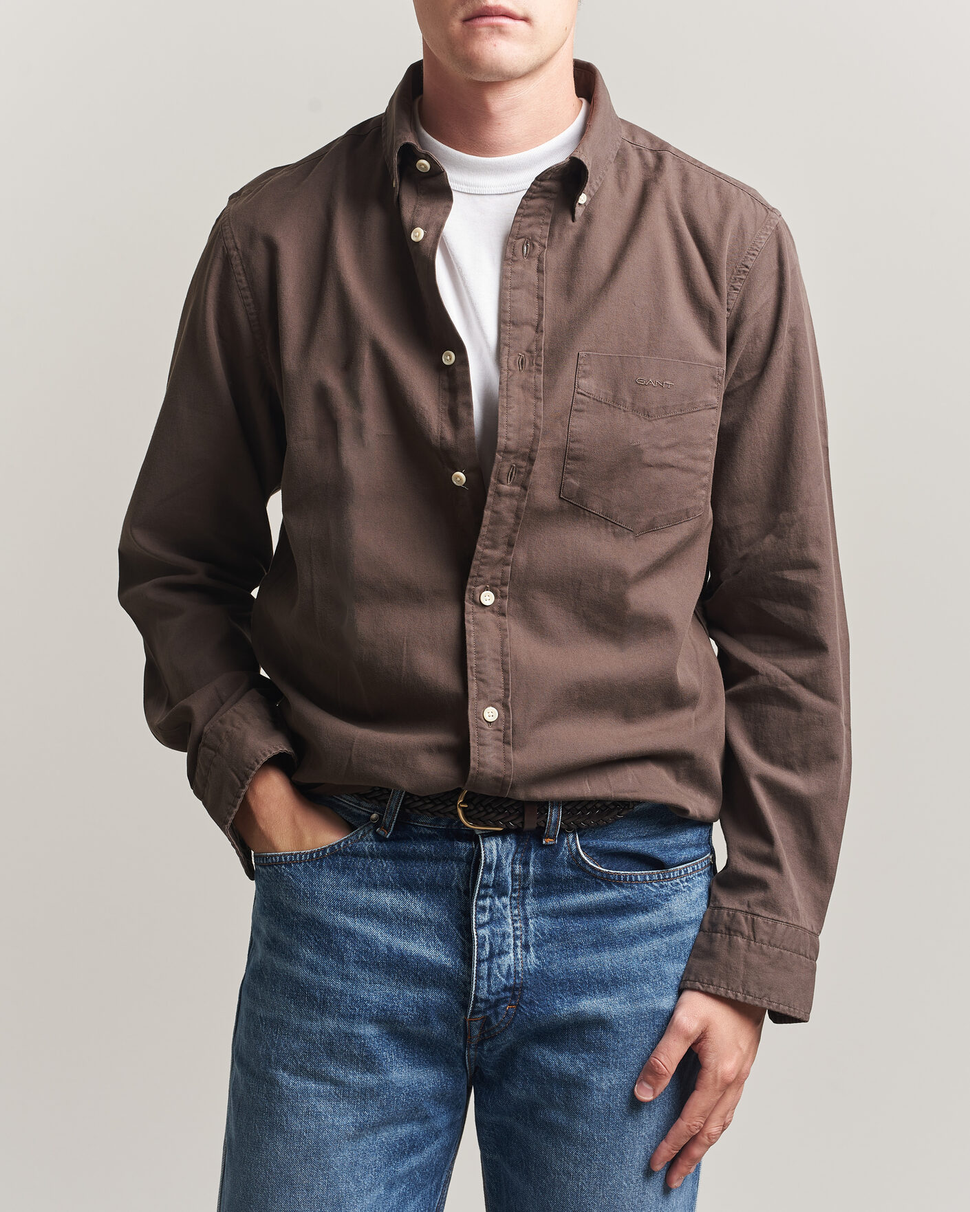 Herren | Hemden | Gant | Regular Fit Garment Dyed Twill Shirt Shadow Brown