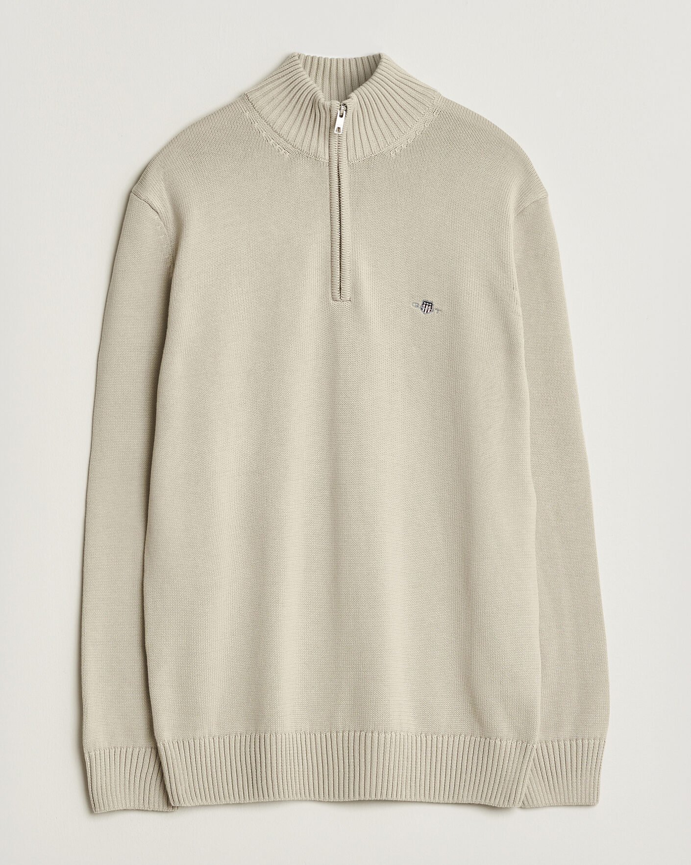 Herren | Pullover | Gant | Casual Cotton Knitted Half Zip Clay Beige