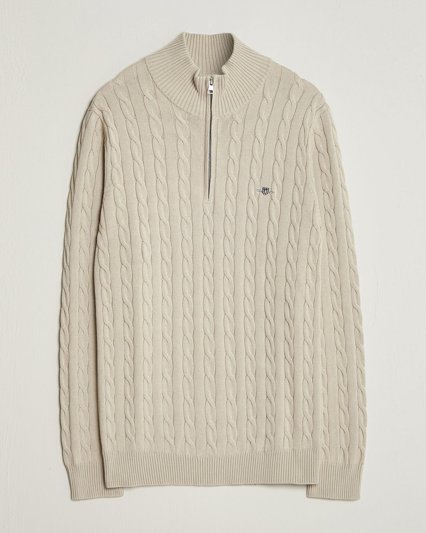 Herren | Pullover | Gant | Cotton Cable Half Zip Clay Beige