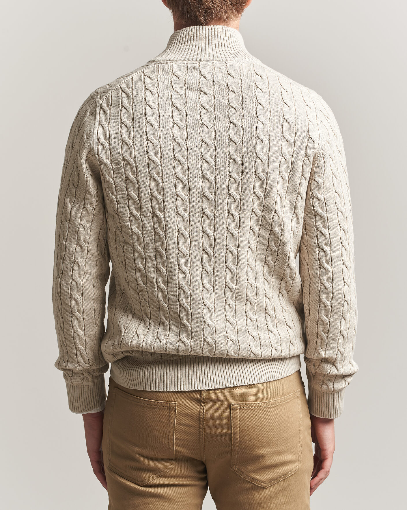 Herren | Pullover | Gant | Cotton Cable Half Zip Clay Beige