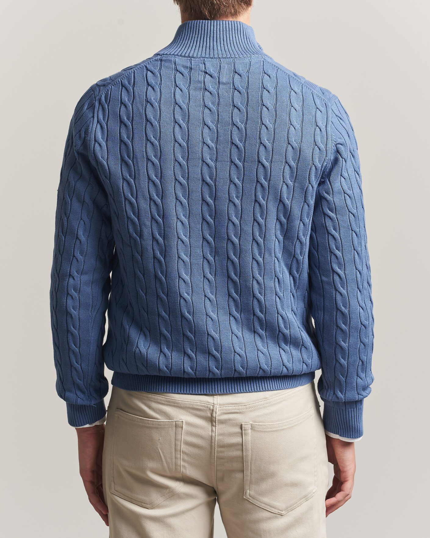 Herren | Pullover | Gant | Cotton Cable Half Zip Blue Horizon