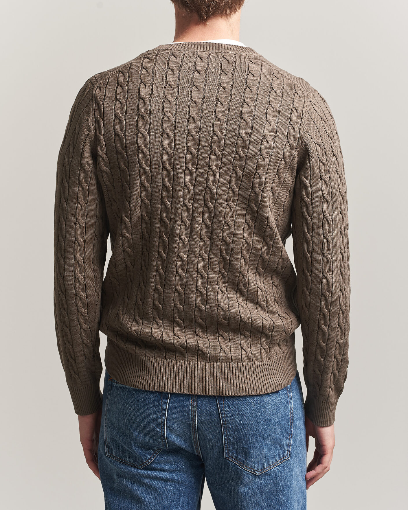 Herren | Pullover | Gant | Cotton Cable Crew Neck Faded Taupe