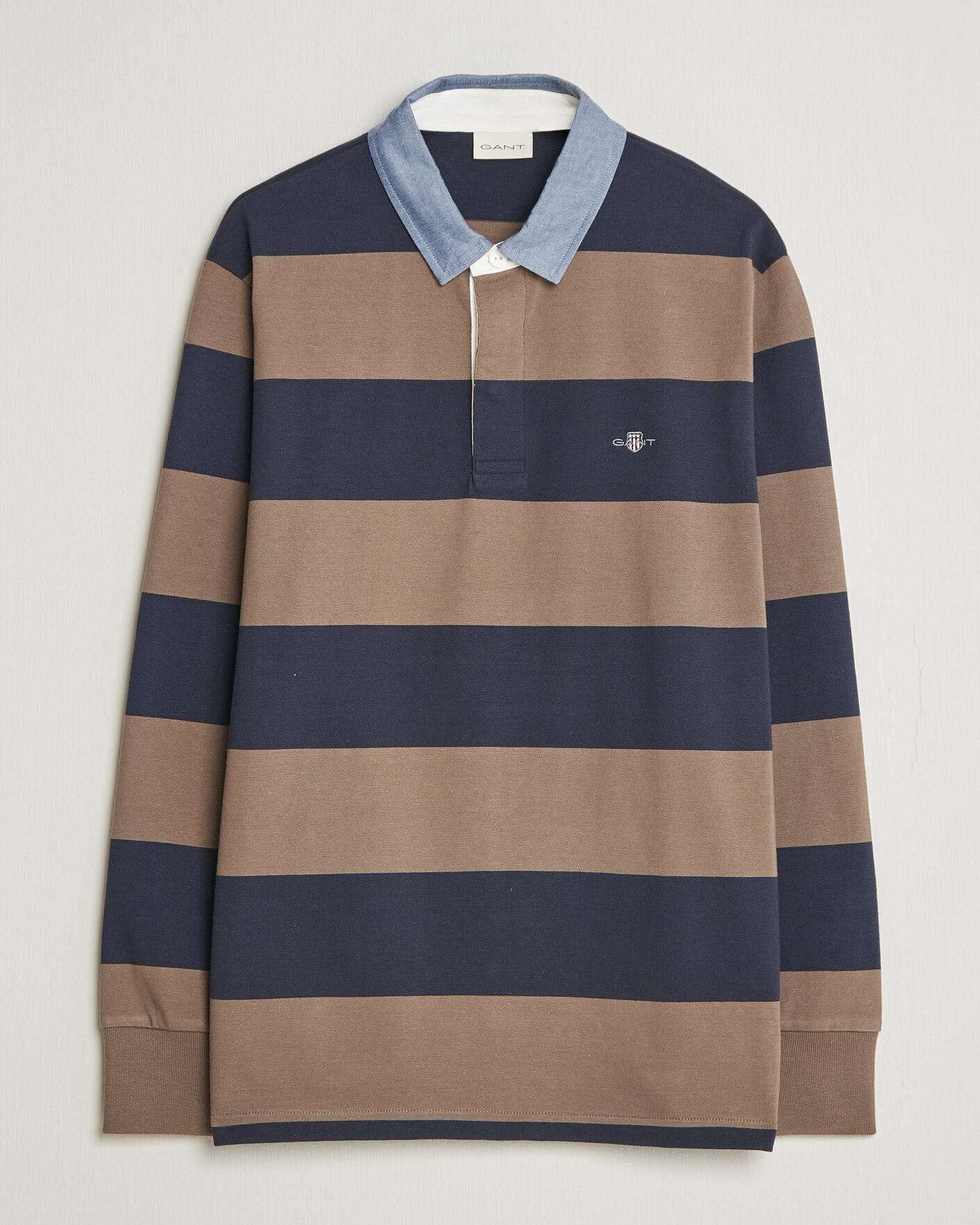 Herren | Pullover | Gant | Chambray Barstriped Rugger Faded Taupe