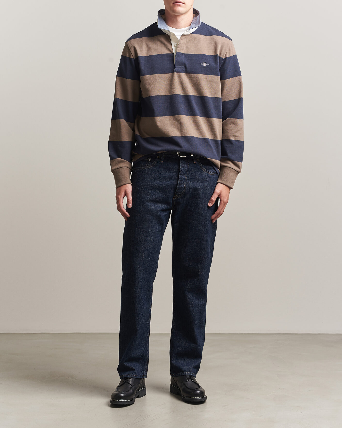 Herren | Pullover | Gant | Chambray Barstriped Rugger Faded Taupe