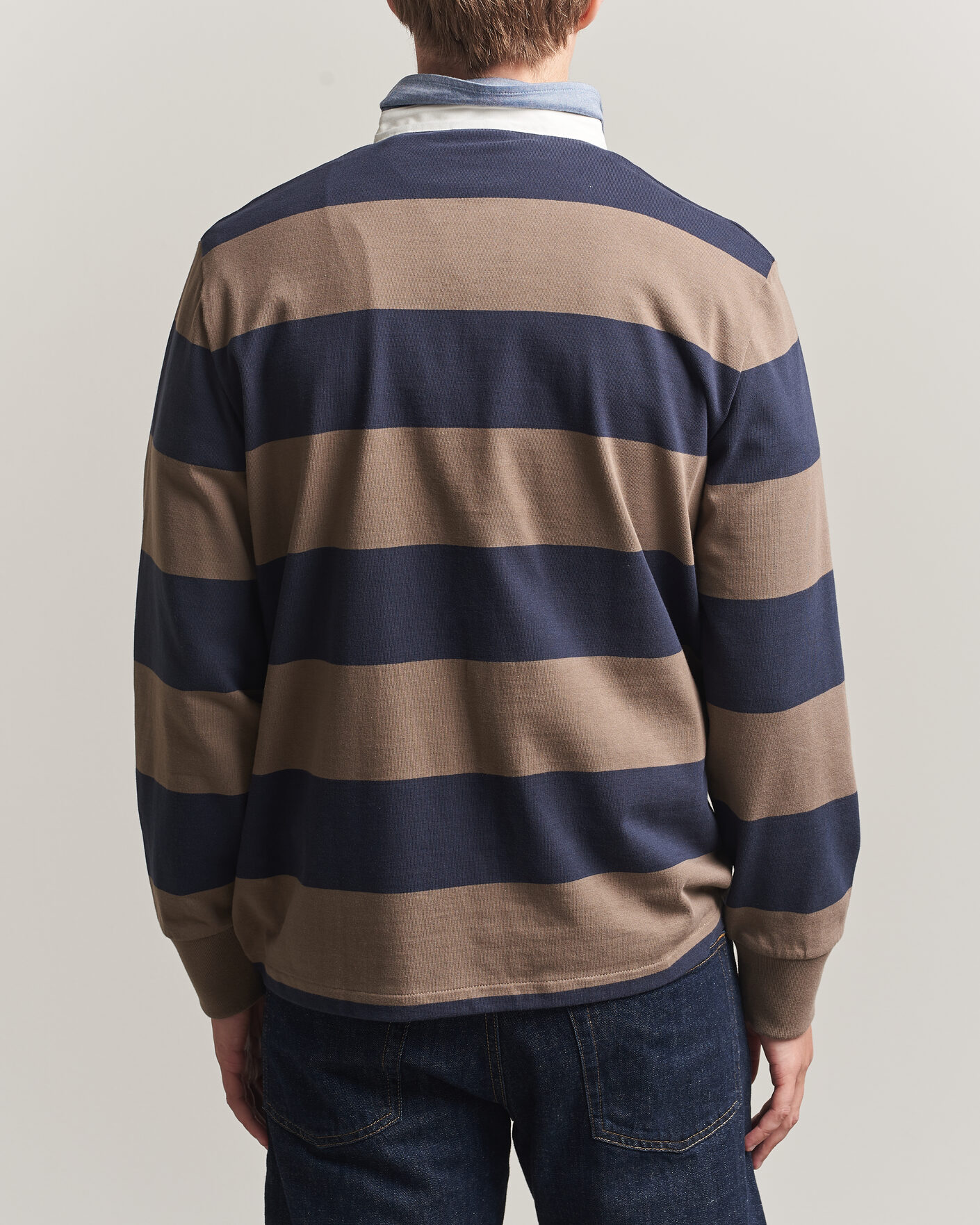 Herren | Pullover | Gant | Chambray Barstriped Rugger Faded Taupe