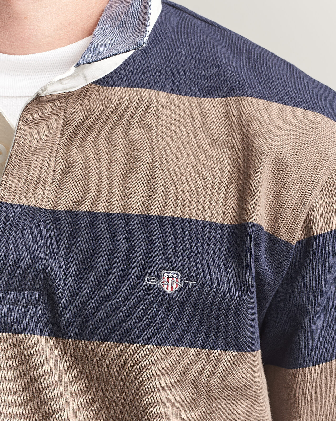 Herren | Pullover | Gant | Chambray Barstriped Rugger Faded Taupe