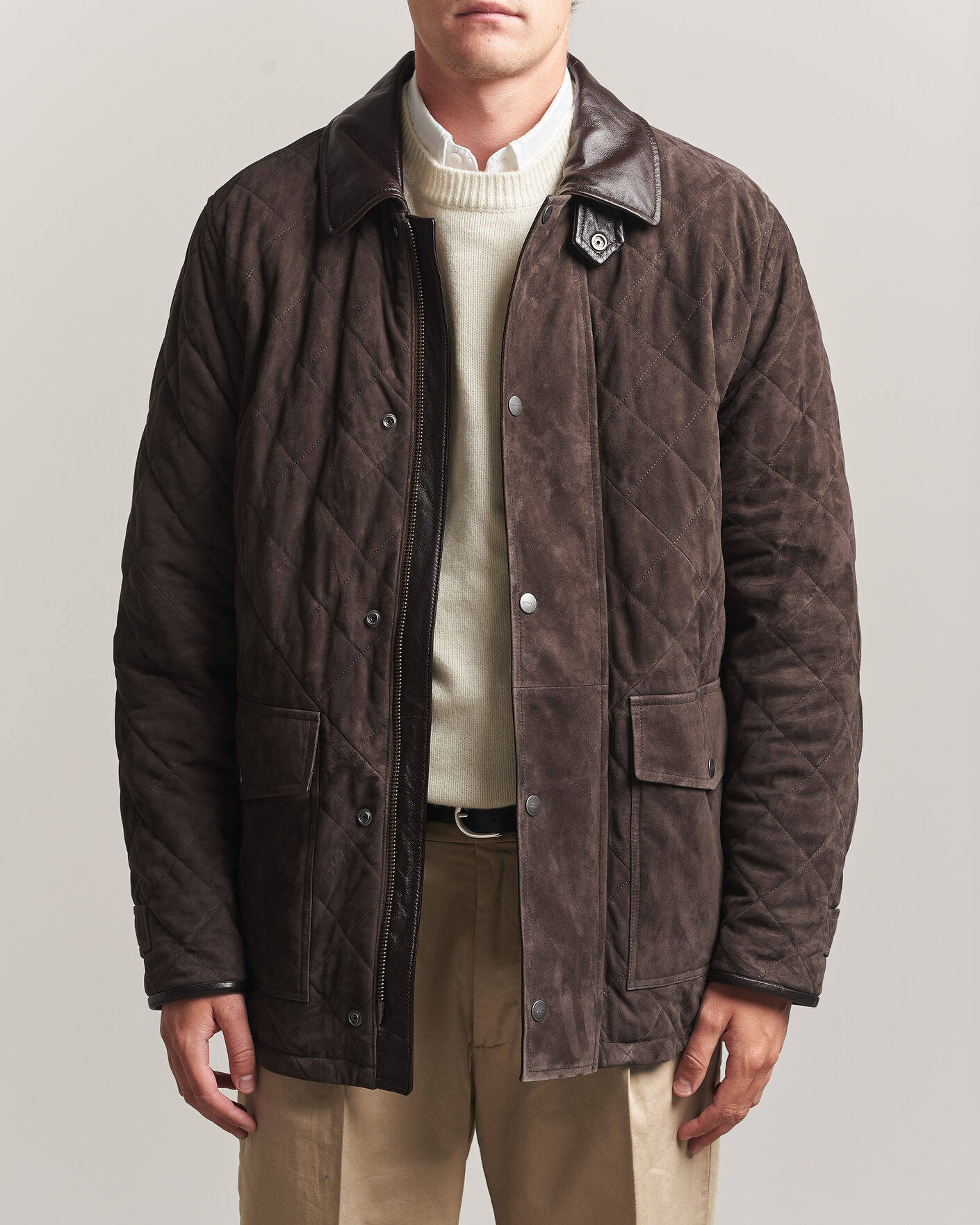 Herren | Jacken | Gant | Quilted Suede Jacket Black Brown