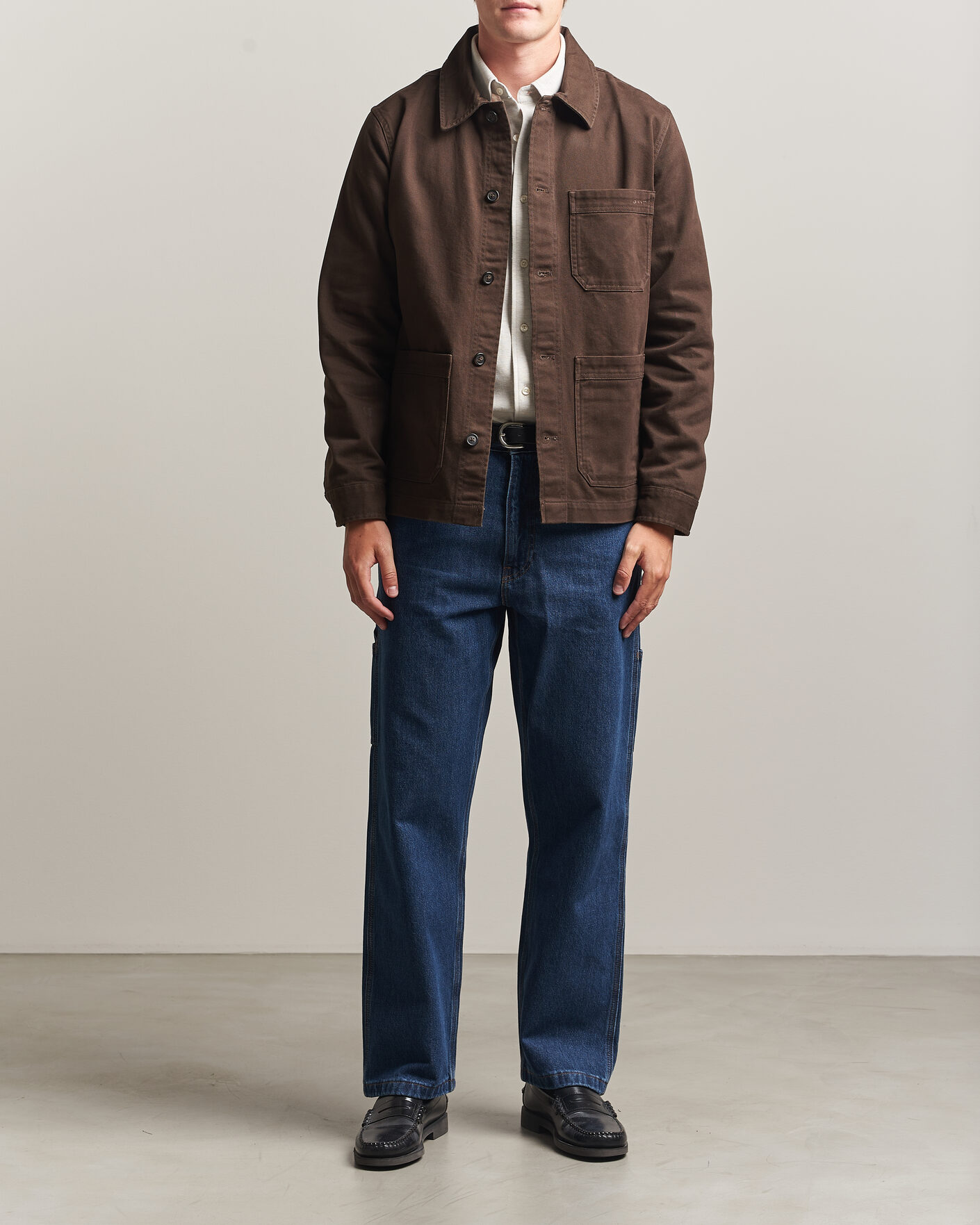Herren | Hemden | Gant | Regular Fit Brushed Twill Overshirt Black Brown