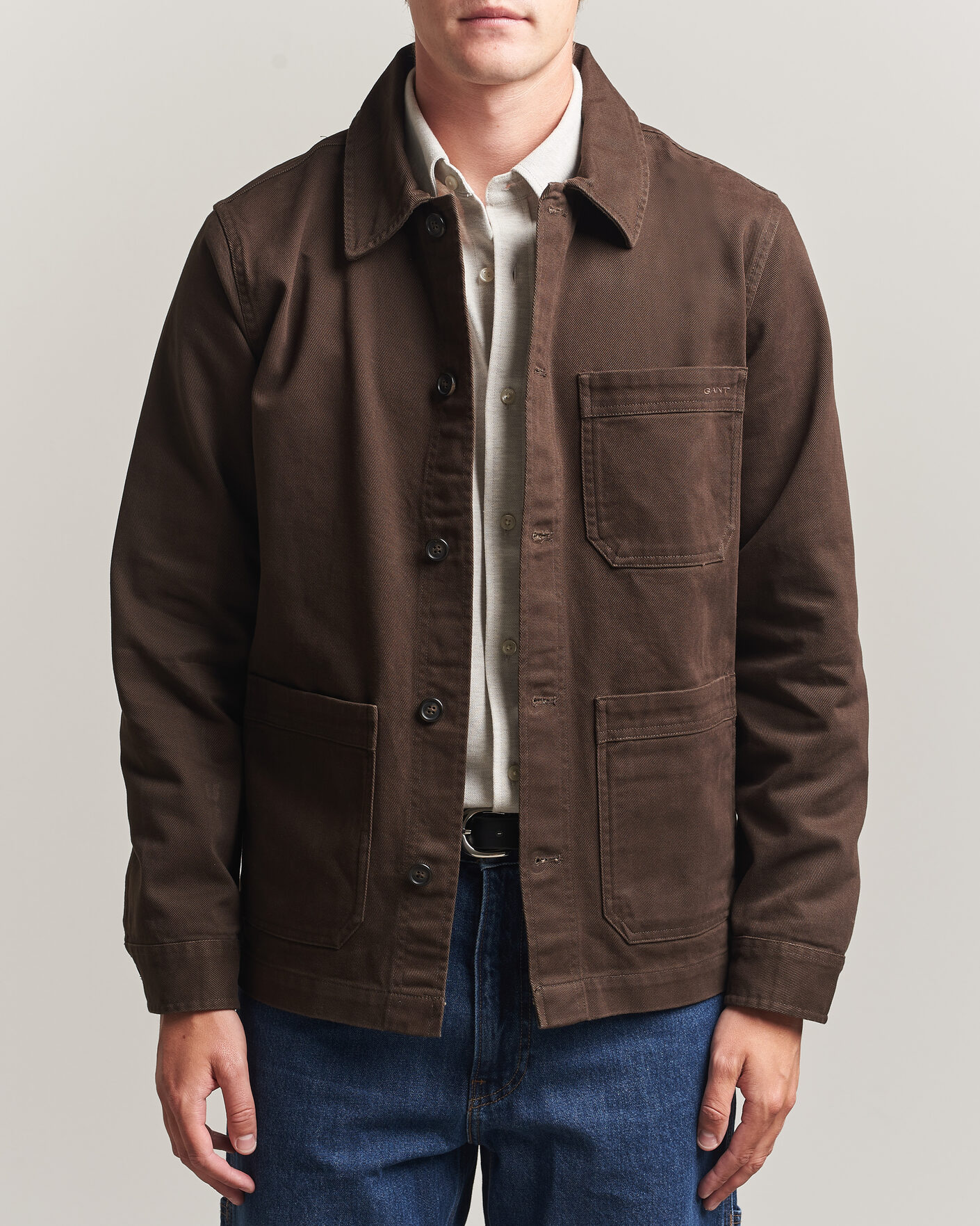 Herren | Hemden | Gant | Regular Fit Brushed Twill Overshirt Black Brown
