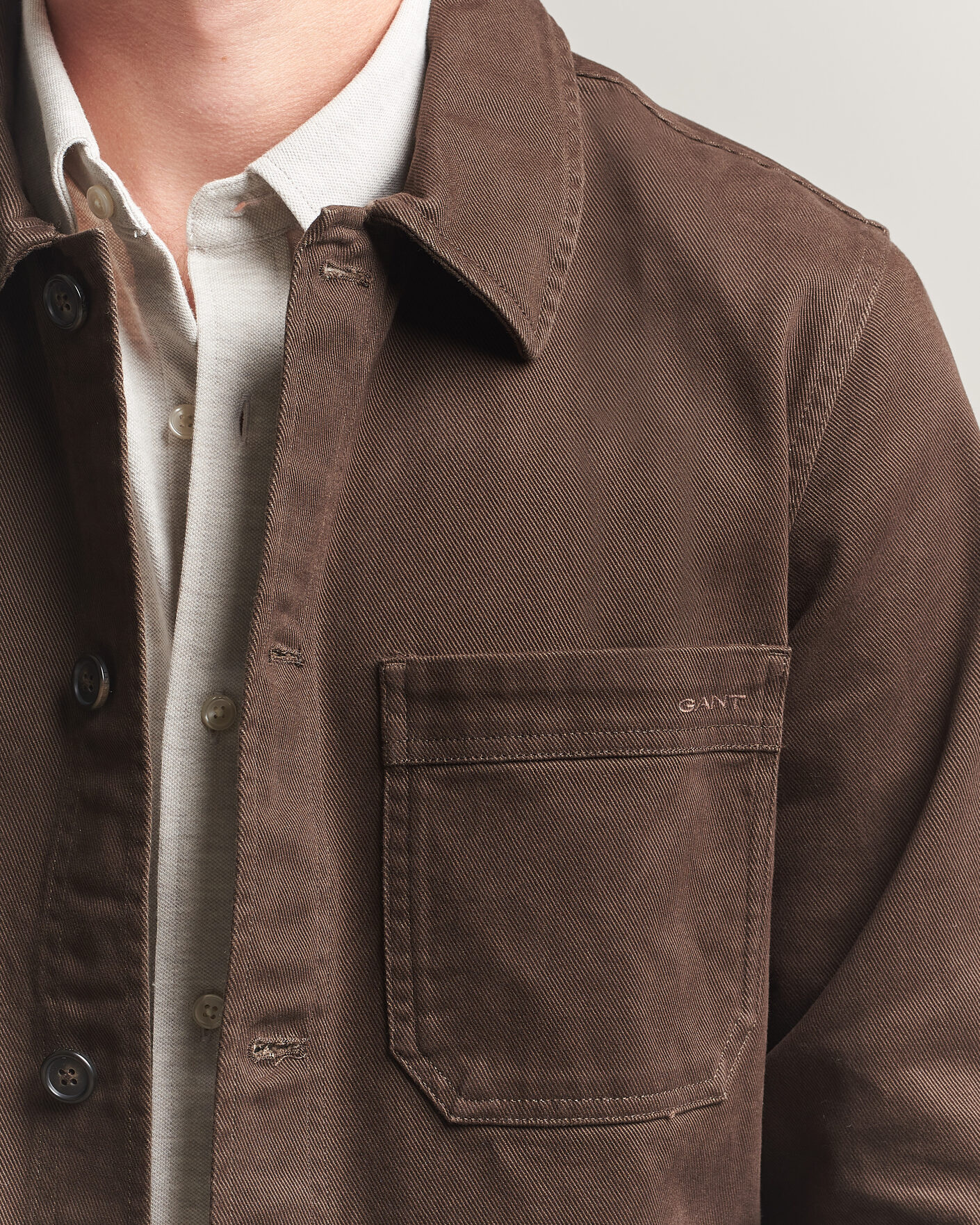 Herren | Hemden | Gant | Regular Fit Brushed Twill Overshirt Black Brown