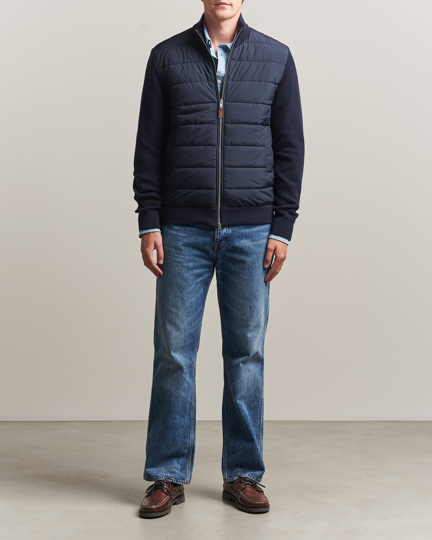 Herren | Pullover | Gant | Hybrid Full Zip Evening Blue