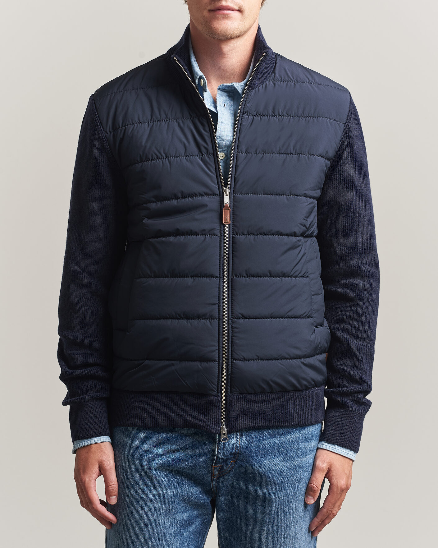 Herren | Pullover | Gant | Hybrid Full Zip Evening Blue