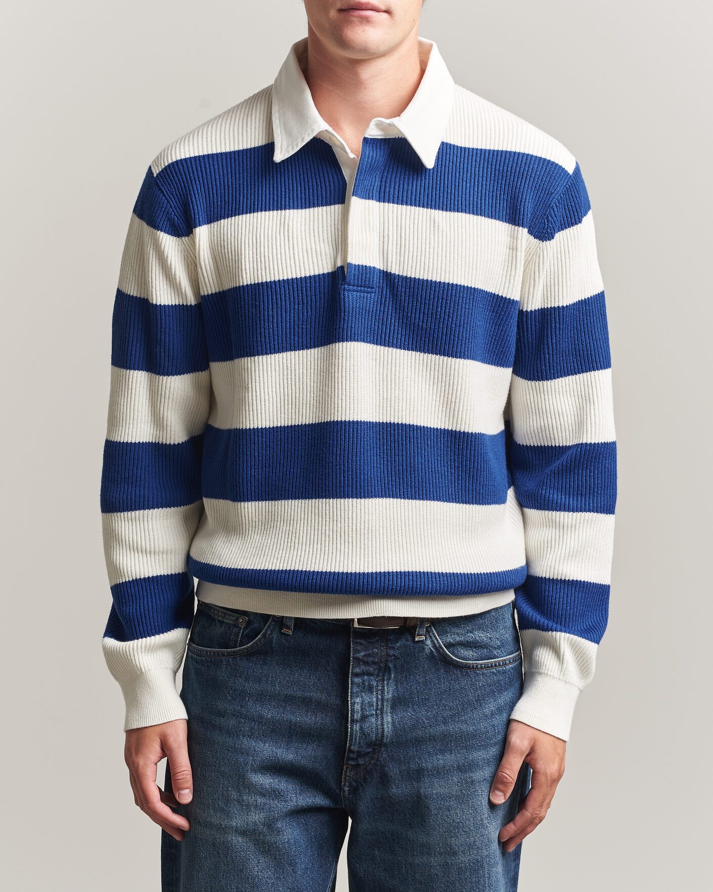 Herren | Pullover | Gant | Cotton/Merino Knitted Striped Rugger Cream