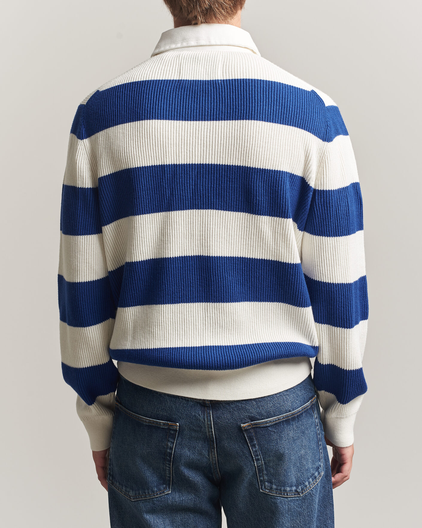 Herren | Pullover | Gant | Cotton/Merino Knitted Striped Rugger Cream