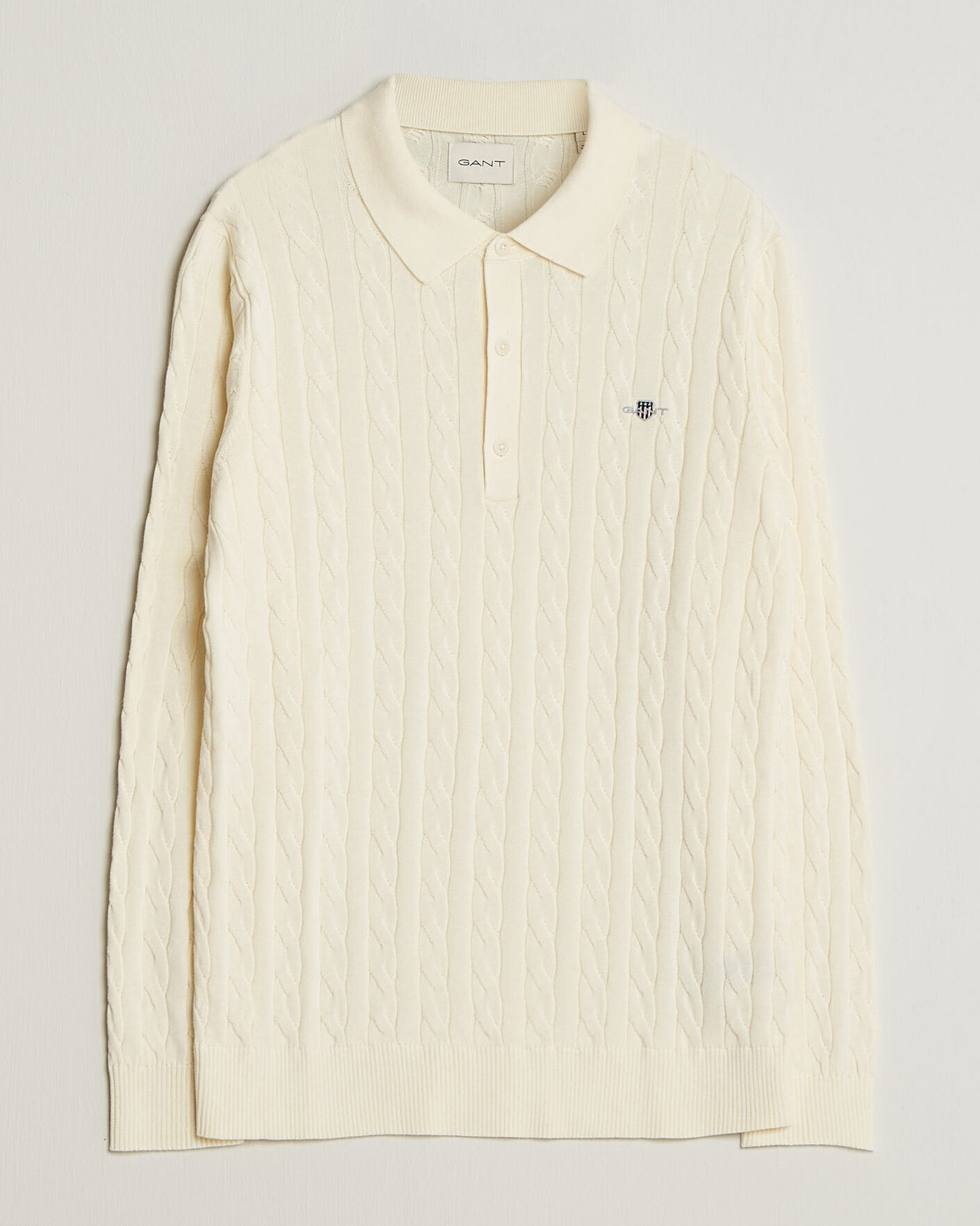Herren | Pullover | Gant | Cotton Cable Polo Cream