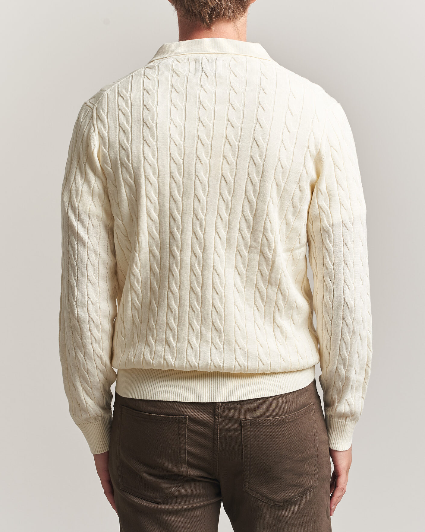 Herren | Pullover | Gant | Cotton Cable Polo Cream