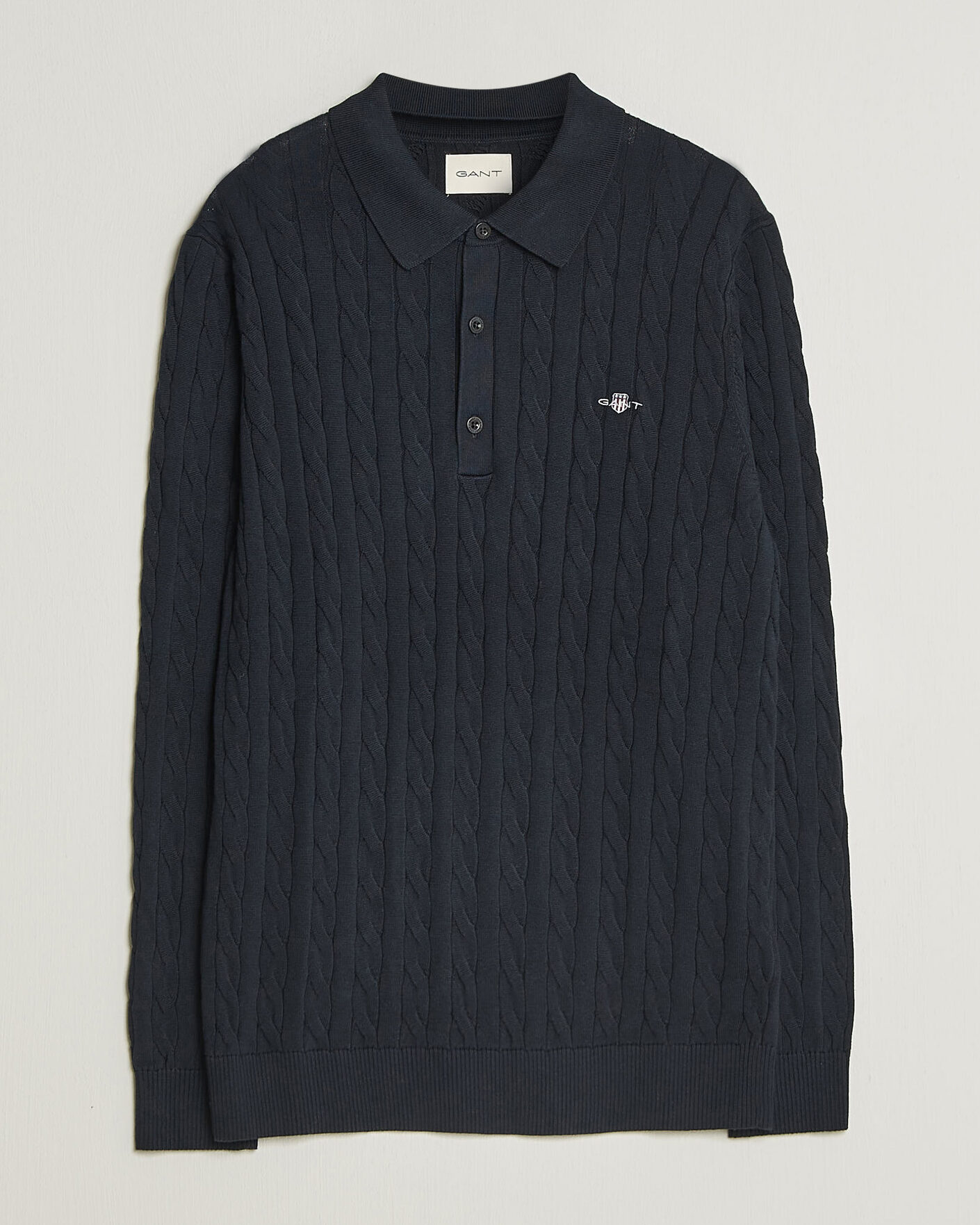 Herren | Pullover | Gant | Cotton Cable Polo Evening Blue