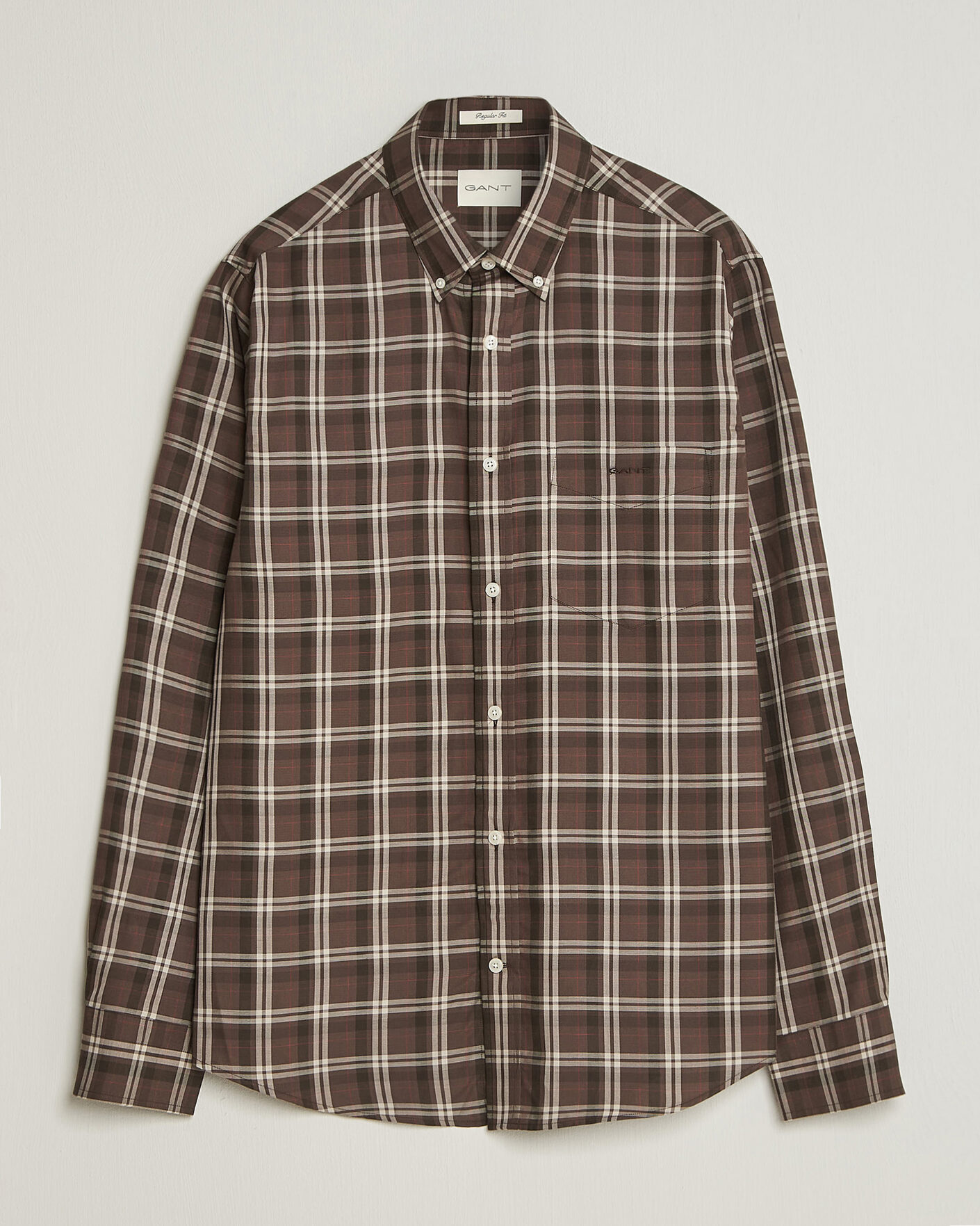 Herren | Hemden | Gant | Regular Fit Twill Checked Shirt Faded Taupe