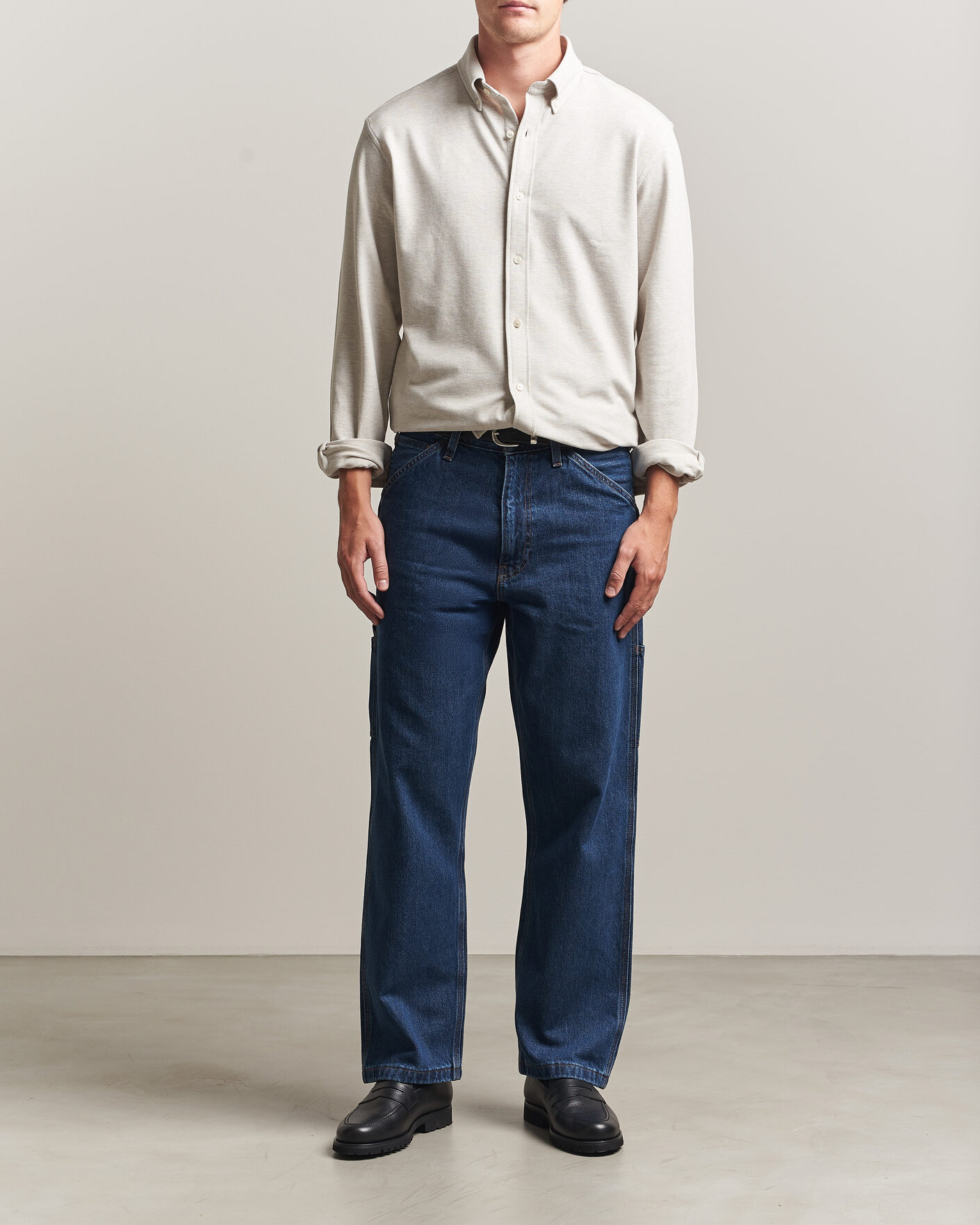 Herren | Hemden | Gant | Regular Fit Jersey Pique Shirt Light Beige Melange