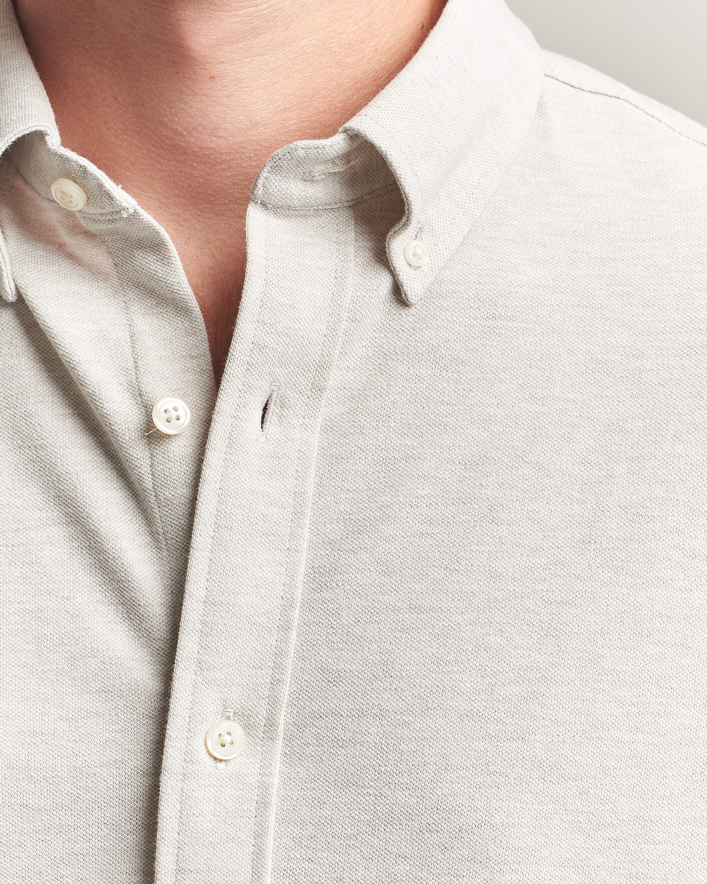 Herren | Hemden | Gant | Regular Fit Jersey Pique Shirt Light Beige Melange