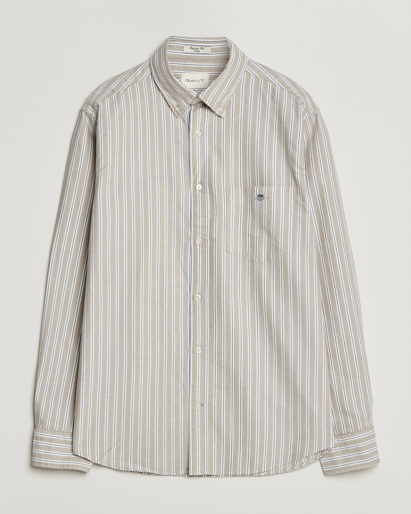 Herren | Hemden | Gant | Regular Fit Classic Striped Oxford Shirt Light Taupe