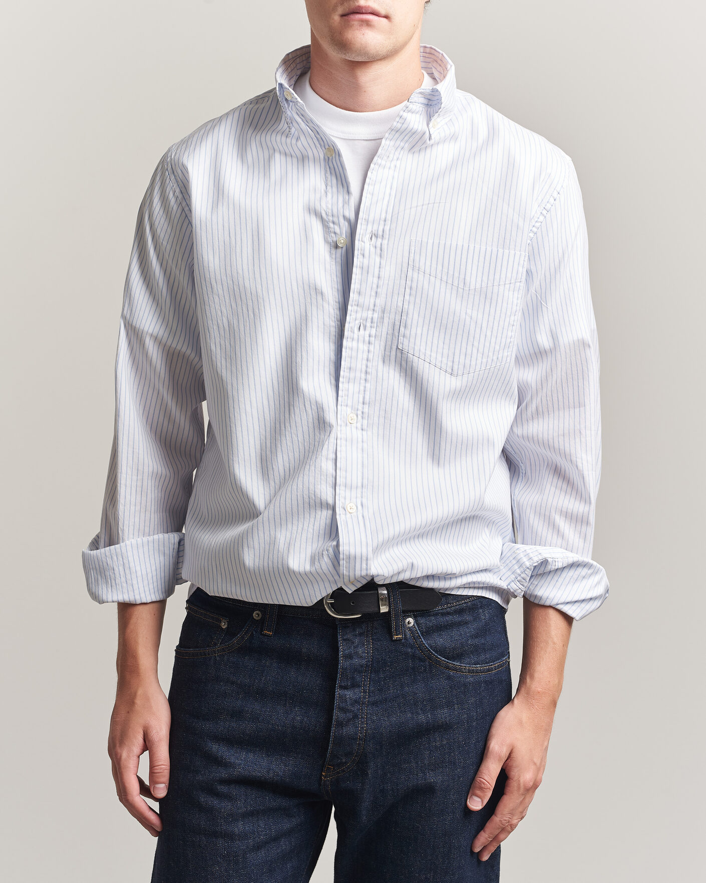 Herren | Hemden | Gant | YALE Regular Fit Striped Oxford Shirt Light Blue